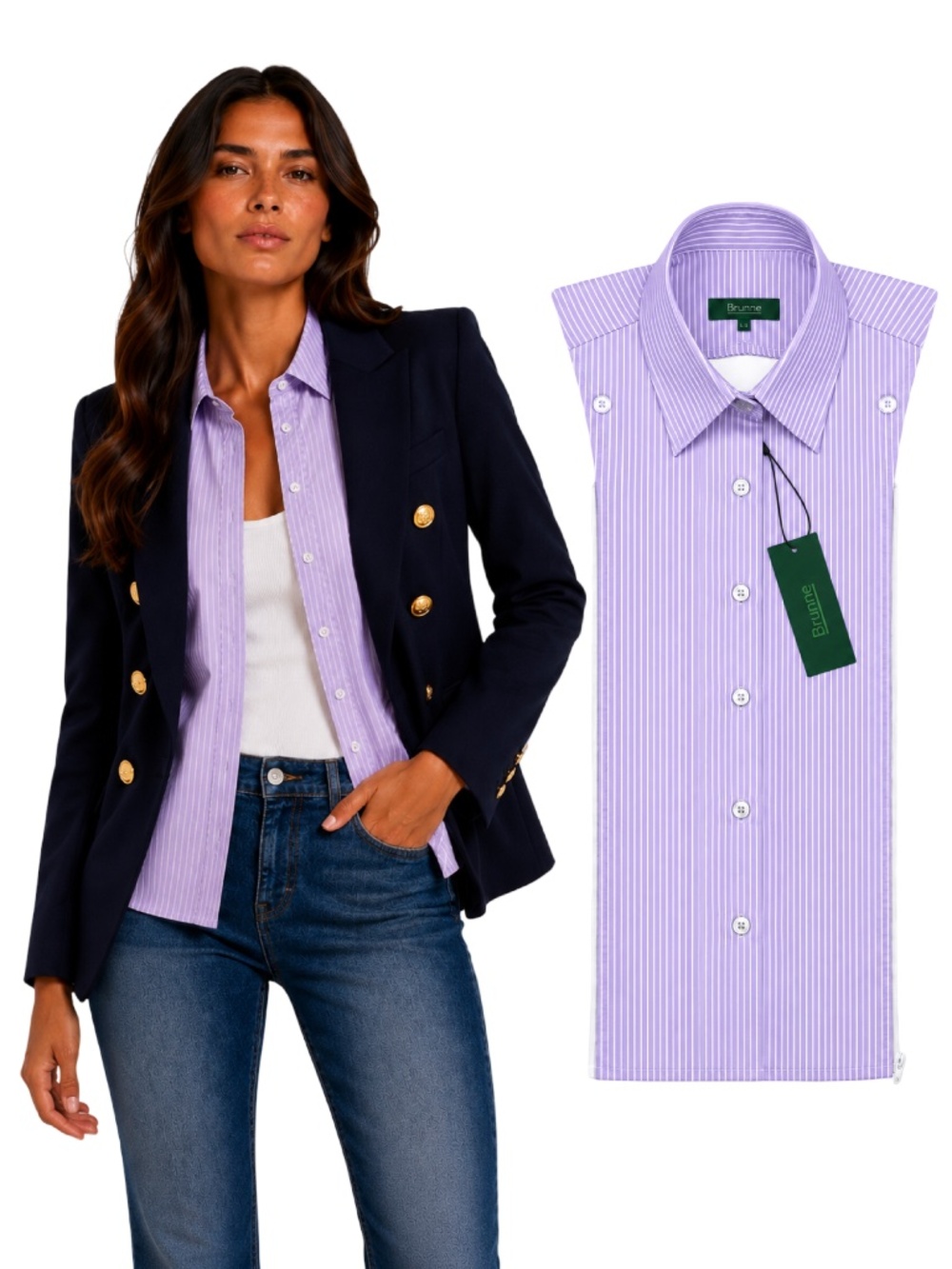 NWT Brunne DICKEY Compatible with VERONICA BEARD Blazer Button Down Shirt 00-14